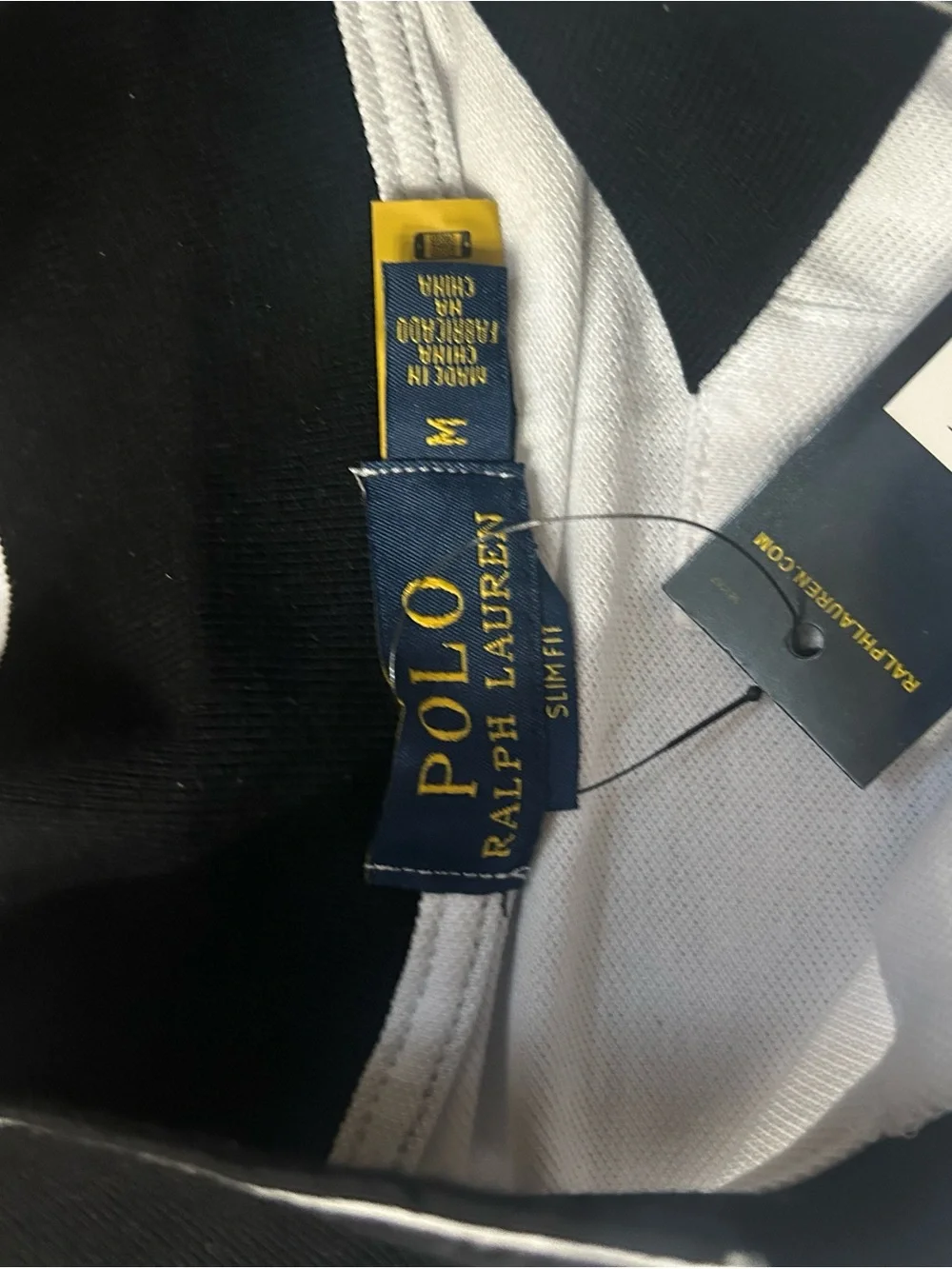 Ralph Lauren White Polo Shirt with Navy Trim - Miami Crest